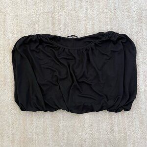 Zara Black Y2K Bubble Hem Crop Top S